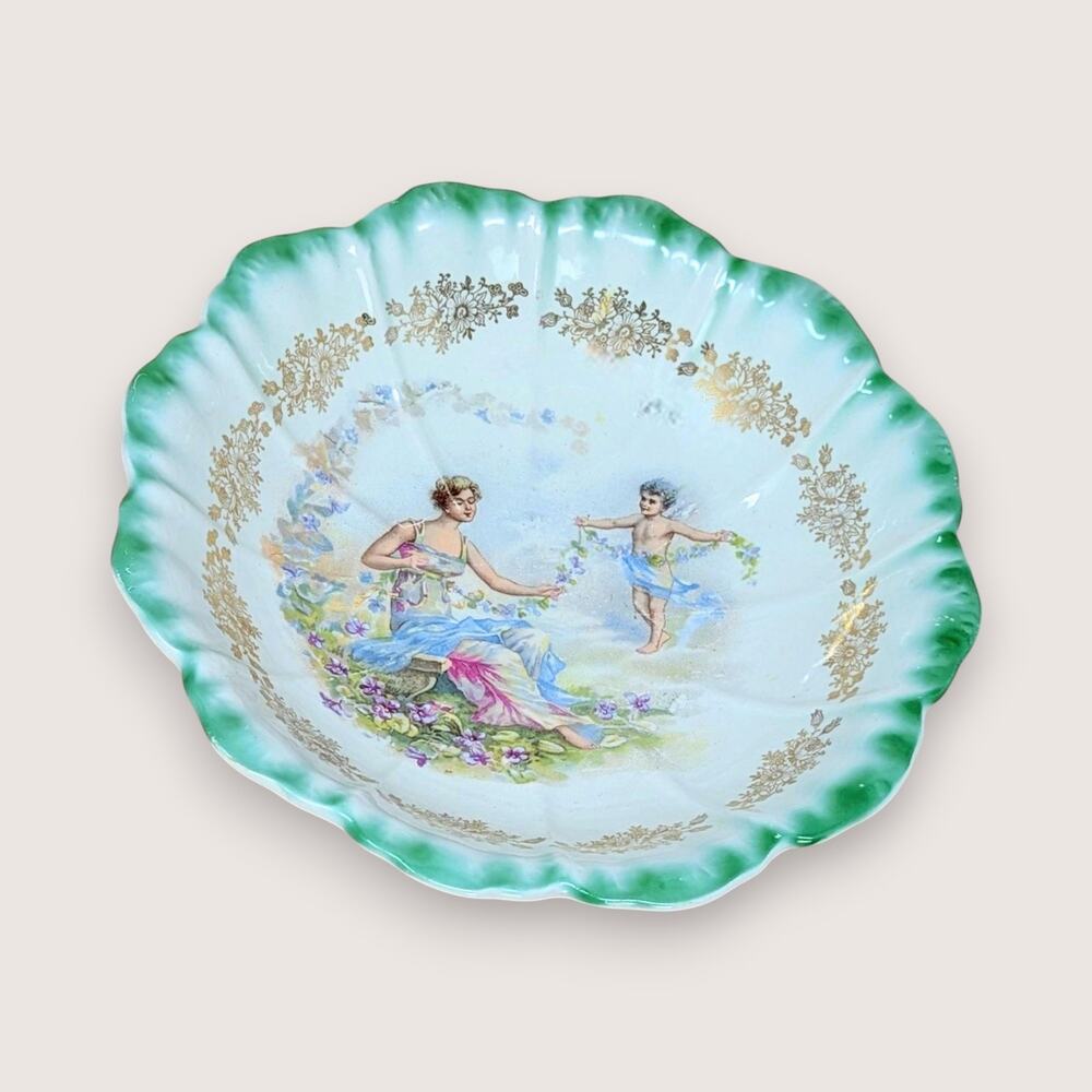 Antique Porcelain Cherub Bowl Dresden Studio